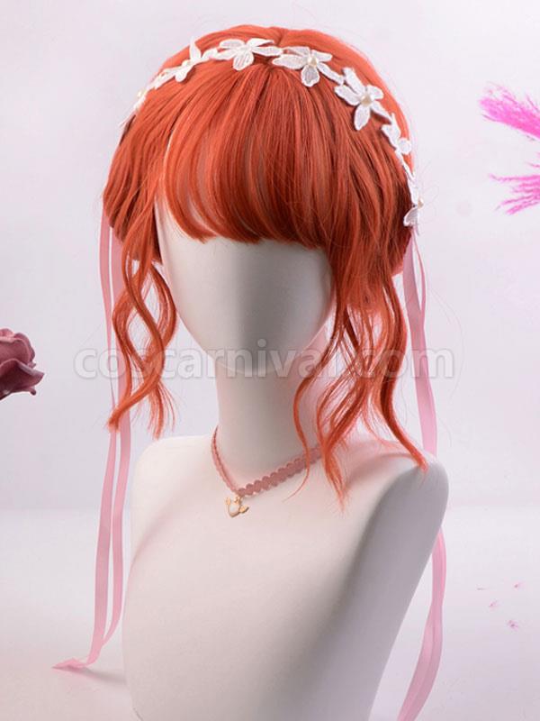 Sweet Lolita Wigs Orange Short Heat-resistant Fiber Lolita Accessories