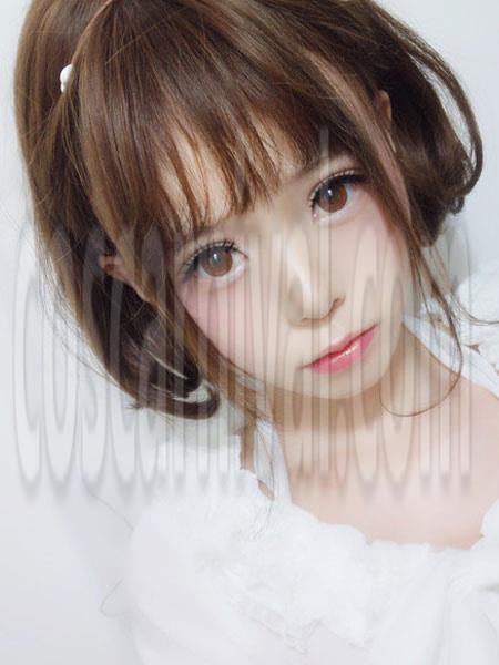 ボブス ロリータ ウィッグ原宿チョコレート ショート ストレート ブラント前髪人工毛ウィッグ cocarnival