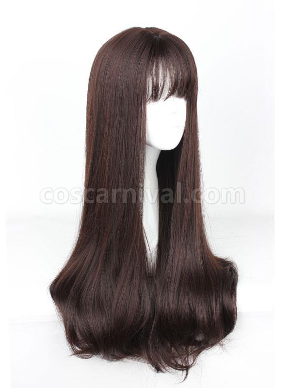 Sweet Lolita Wigs Long Straight Grey Synthetic Lolita Wig With Blunt Fringe