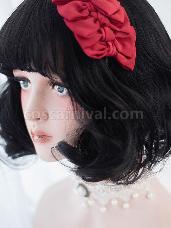 Black Lolita Wig Blunt Bang Full Volume Curl Tousled Short Lolita Wig
