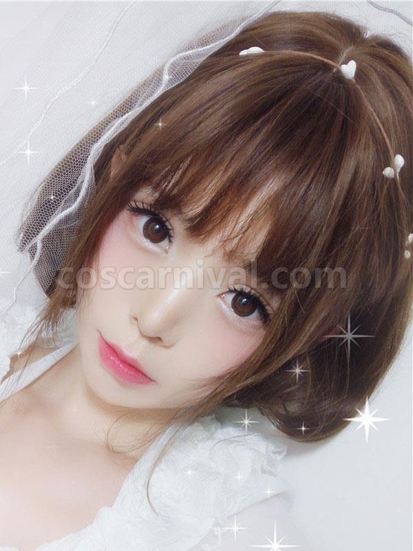 Bobs Lolita Wigs Harajuku Chocolate Short Straight Blunt Bangs Synthetic Hair Wigs