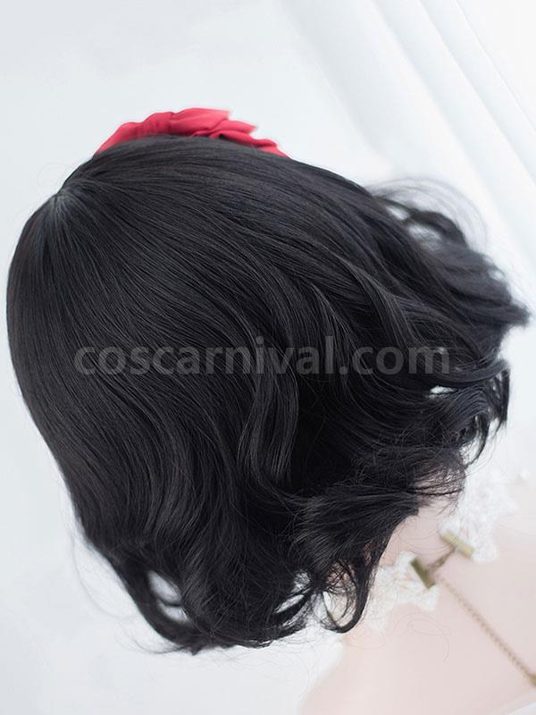 Black Lolita Wig Blunt Bang Full Volume Curl Tousled Short Lolita Wig