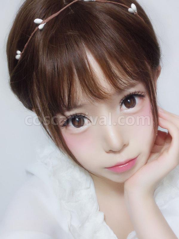Bobs Lolita Wigs Harajuku Chocolate Short Straight Blunt Bangs Synthetic Hair Wigs