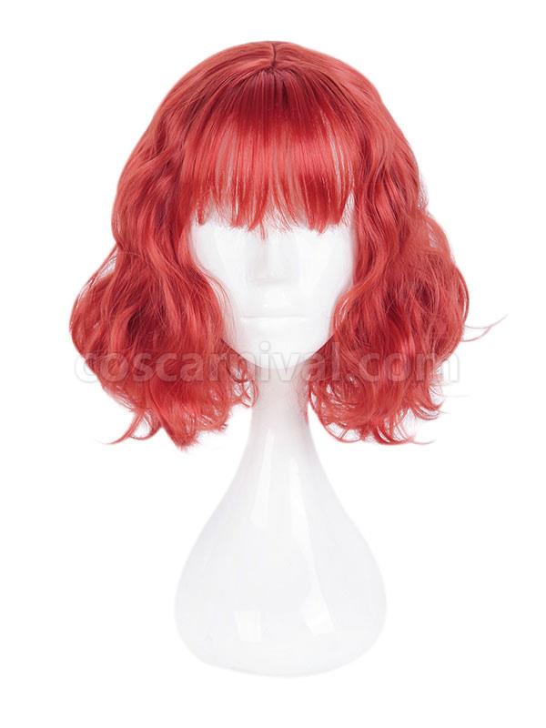Harajuku Lolita Wig Blunt Fringe Spiral Curl Red Short Lolita Wig