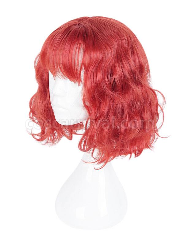原宿ロリータ ウィッグ ブラント フリンジ スパイラル カール レッド ショート ロリータ ウィッグ coscarnival