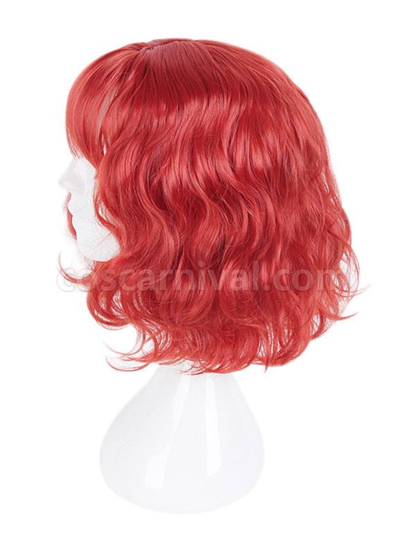 Harajuku Lolita Wig Blunt Fringe Spiral Curl Red Short Lolita Wig