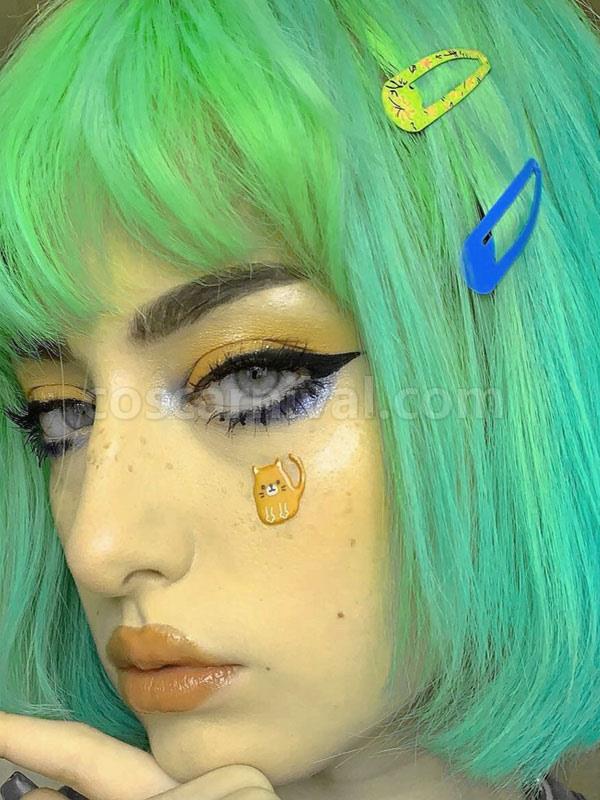 ROCOCO Style Lolita Wigs Green Short Heat-resistant Fiber Lolita Accessories