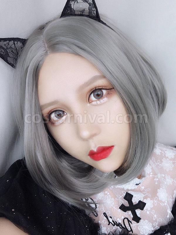 原宿ファッション ロリータ ウィッグ グレー セントラル パーティング ロリータ ヘア ウィッグ cocarnival