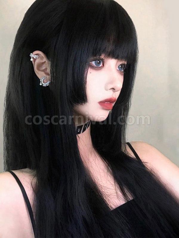 Harajuku Fashion Lolita Wig Long Heat-resistant Fiber Black Lolita Accessories