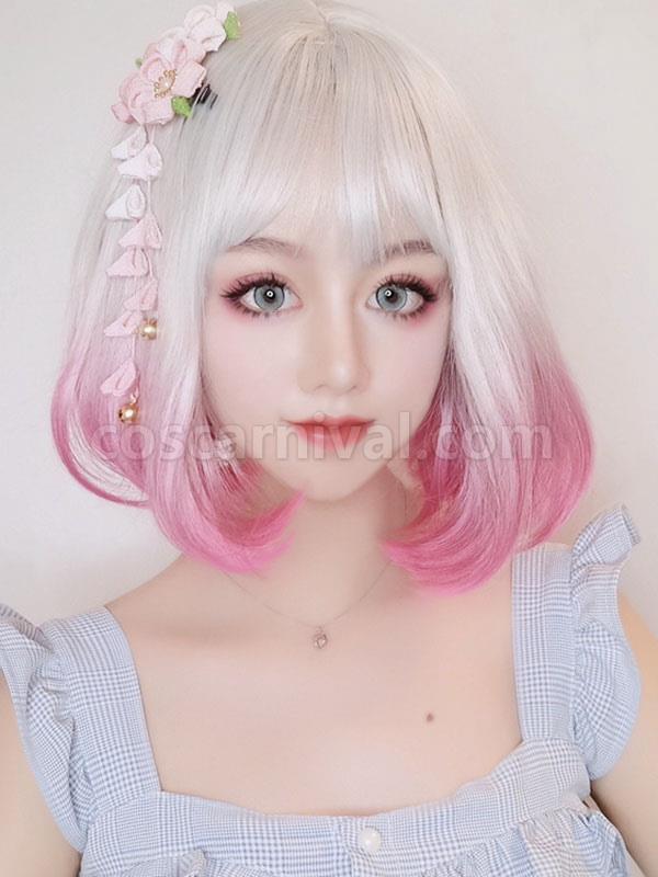 ROCOCO Style Lolita Wig Short Heat-resistant Fiber White Lolita Accessories coscarnival