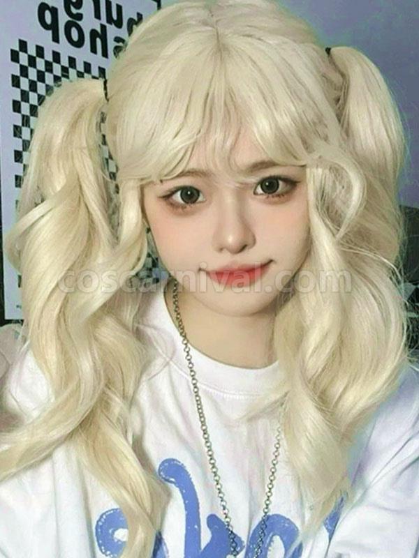 ROCOCO Style Lolita Wig Light Gold Long Heat-resistant Fiber Lolita Accessories coscarnival