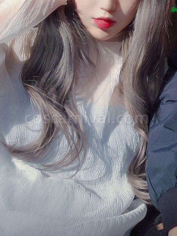 Long Lolita Wig Heat Resistant Fiber Light Gray Lolita Hair Wigs