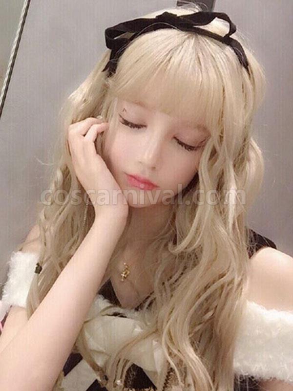 甘いロリータ ウィッグ ロング耐熱ファイバー ブロンド ロリータ ヘア ウィッグ cocarnival