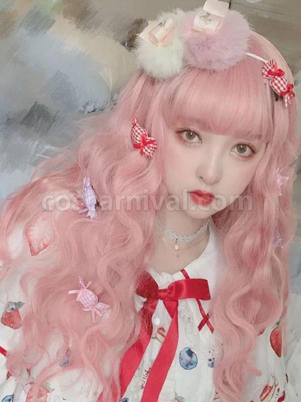 Sweet Lolita Wigs Long Heat Resistant Fiber Light Pink Lolita Hair Wigs
