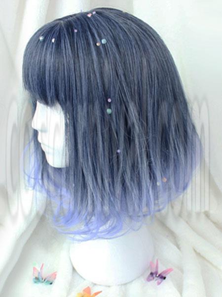 原宿ロリータ ウィッグ ショート カーリー ブラント フリンジ ロイヤル パープル耐熱繊維ロリータ ウィッグ cocarnival