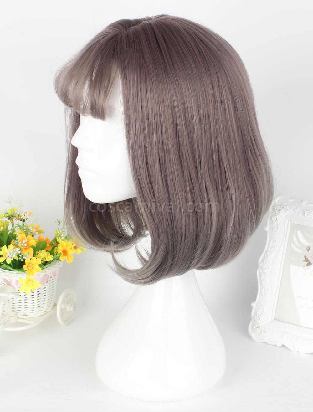 Sweet Lolita Wigs Flaxen Center Parting Short Pageboy Wigs With Bangs
