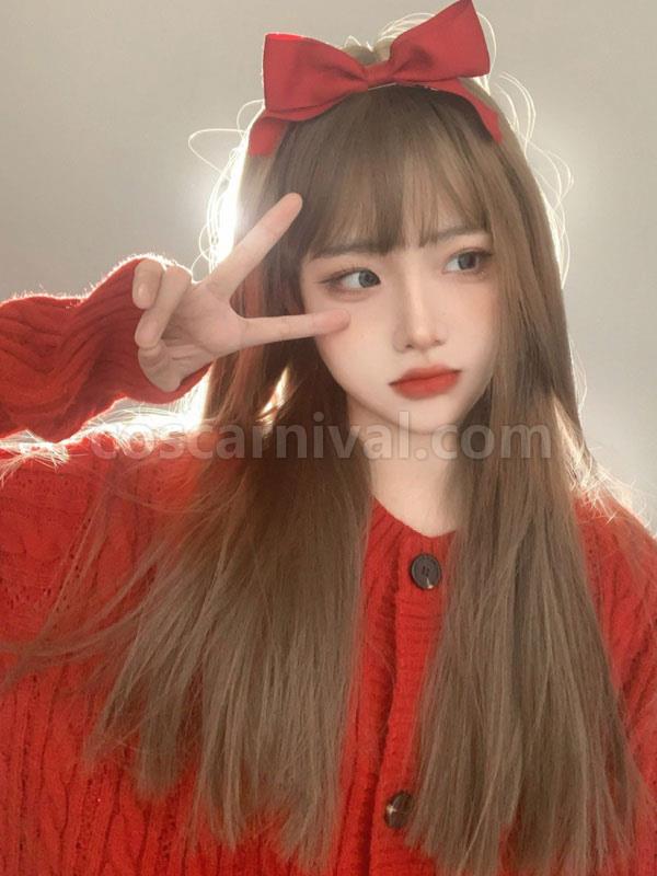 Harajuku Fashion Lolita Wig Light Brown Long Heat-resistant Fiber Lolita Accessories coscarnival
