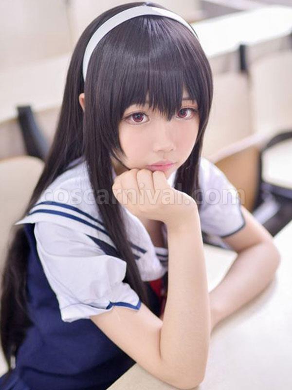 長いロリータ ウィッグ黒耐熱ファイバー ロリータ ヘア ウィッグ coscarnival