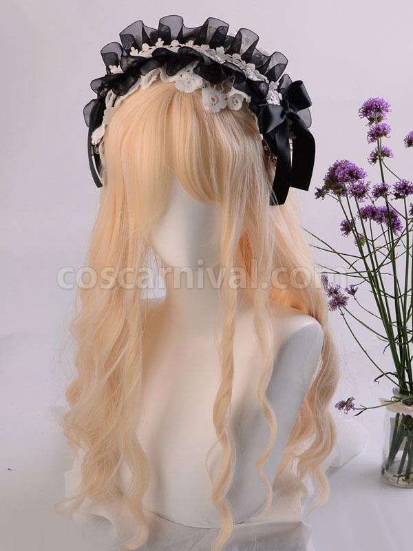 ROCOCO Style Lolita Wigs Light Gold Long Heat-resistant Fiber Lolita Accessories coscarnival