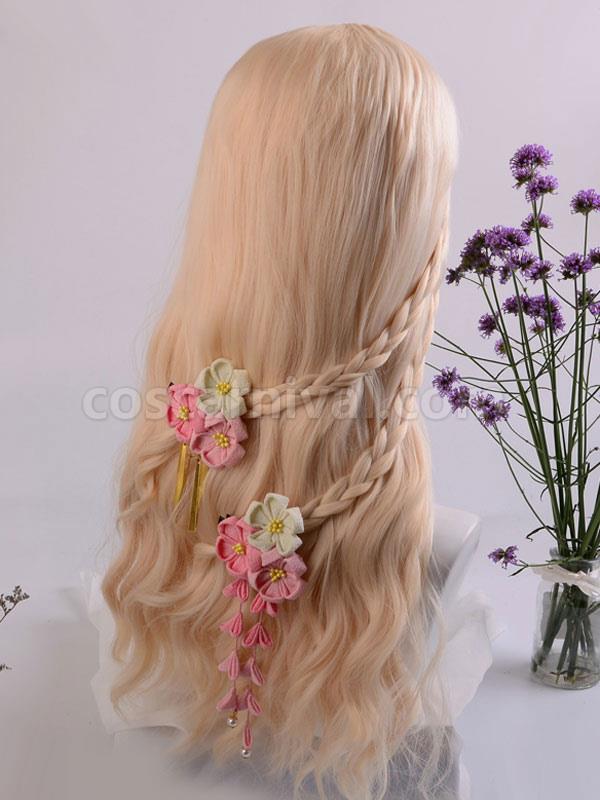 ROCOCO Style Lolita Wigs Light Gold Long Heat-resistant Fiber Lolita Accessories