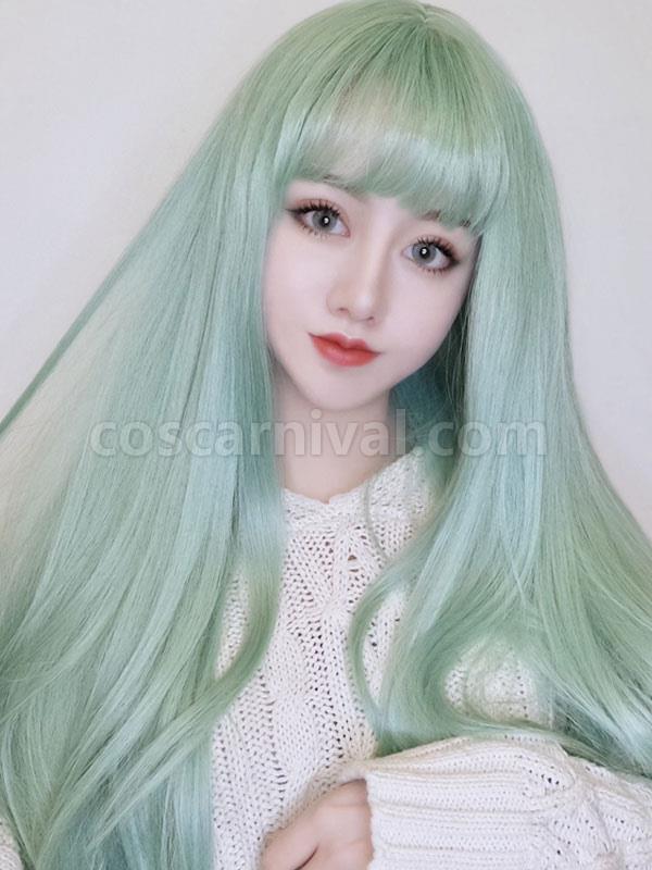 Sweet Lolita Wig Long Heat Resistant Fiber Mint Green Lolita Hair Wig