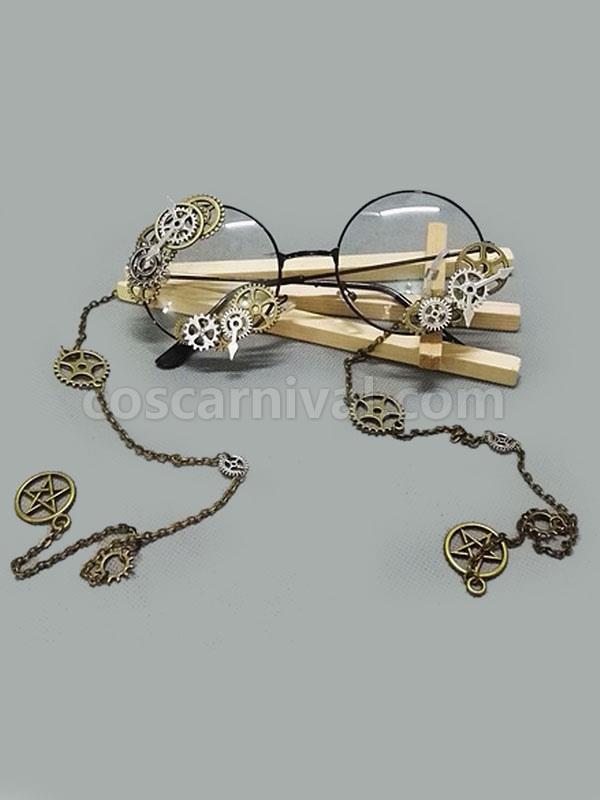 Vintage Lolita Glasses Steampunk Gear Chains Bronze Lolita Costume Accessories