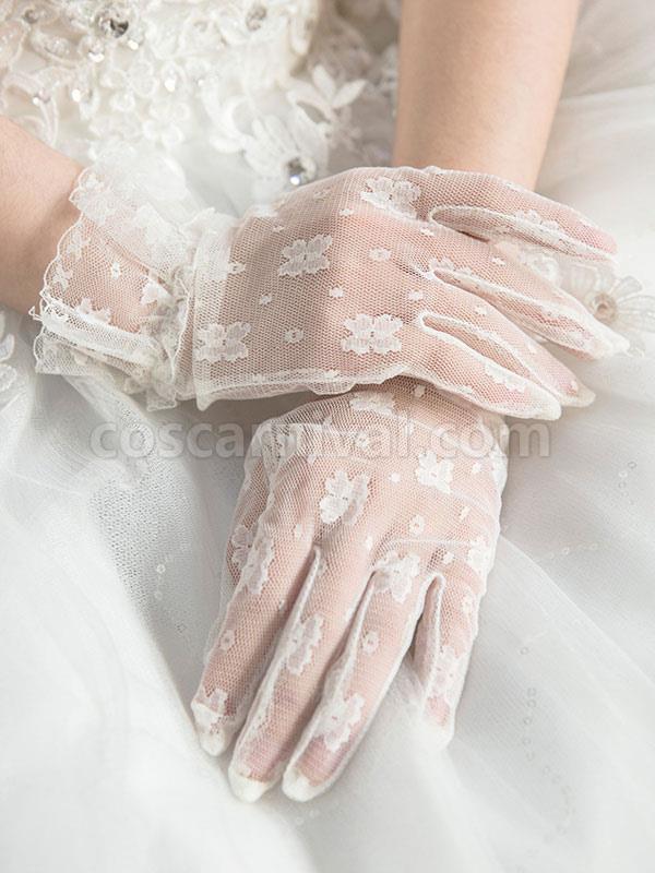 Royal Lolita Gloves White Embroidered