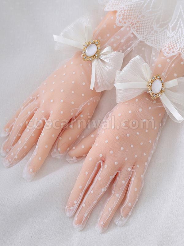 Sweet Lolita Accessories White Bows Polka Dot Accessory Polyester Fiber Miscellaneous