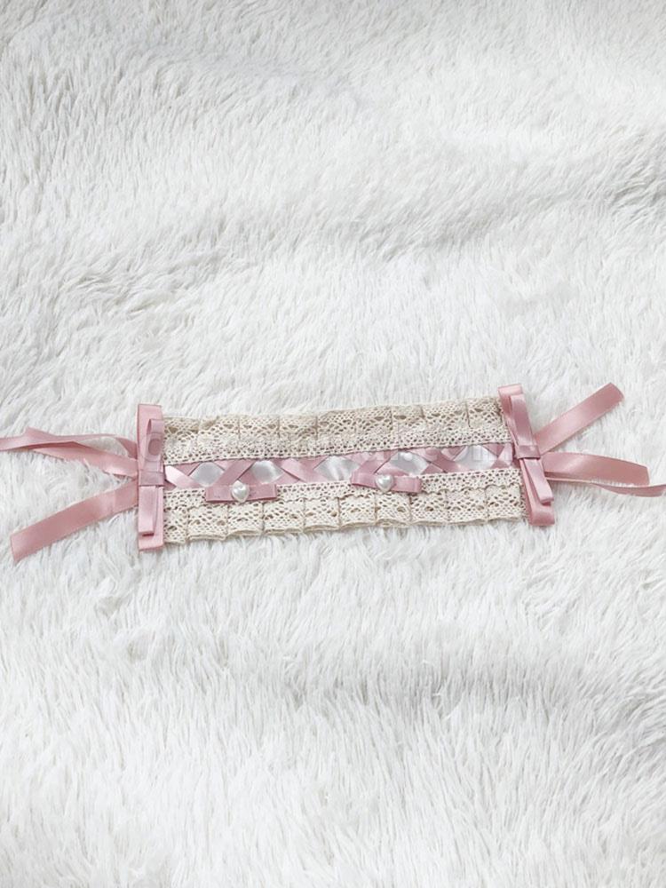 Sweet Lolita Accessories Pink Lace Polyester Fiber Headwear Bow Miscellaneous