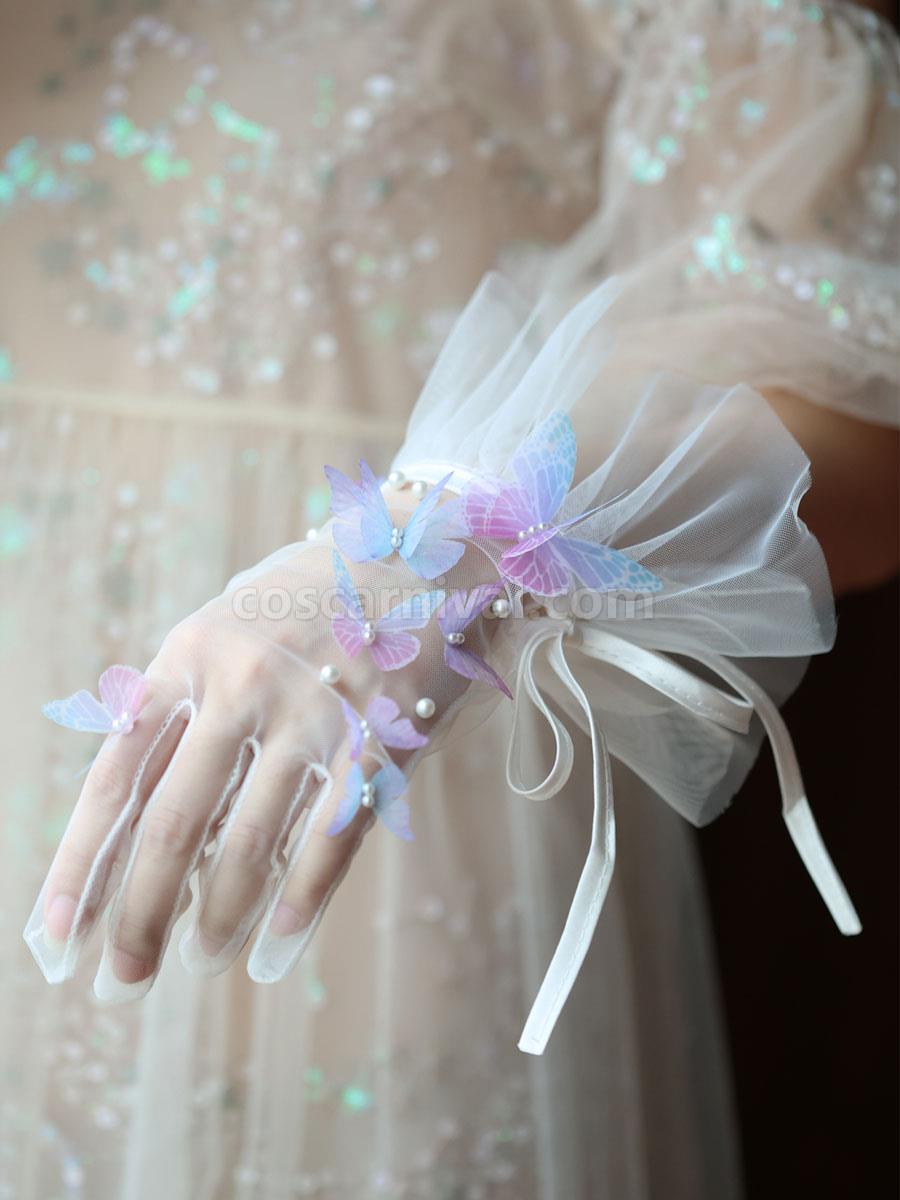 Sweet Lolita Accessories White Pearls?Butterfly Polyester Fiber Accessory Miscellaneous coscarnival