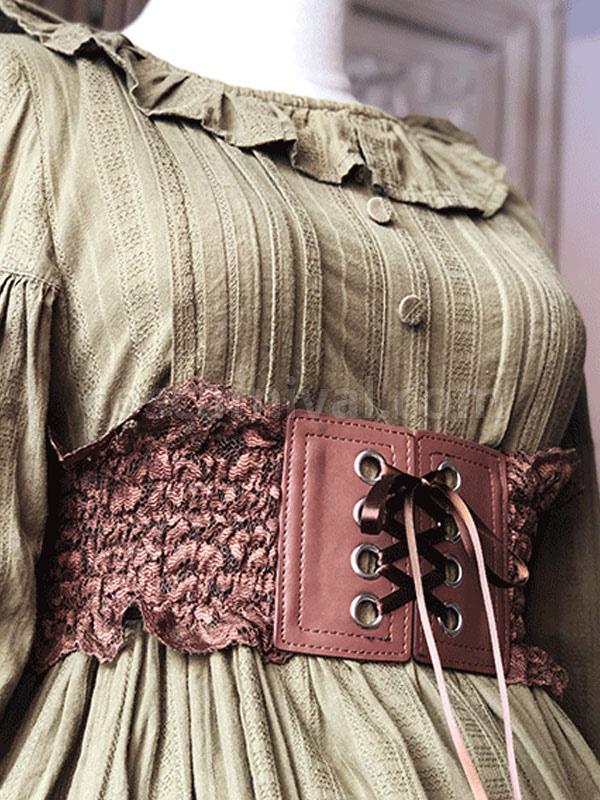 Burgundy Lolita Girdle Lace Up Color Block Polyester Miscellaneous Lolita Accessories