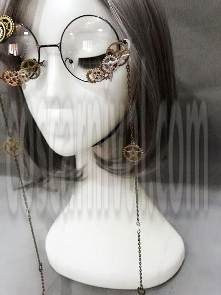 Vintage Lolita Glasses Steampunk Gear Chains Bronze Lolita Costume Accessories