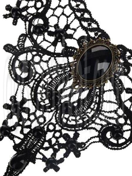Gothic Lolita Necklace Black Lace Cut Out Heart And Flower Lolita Choker Collar