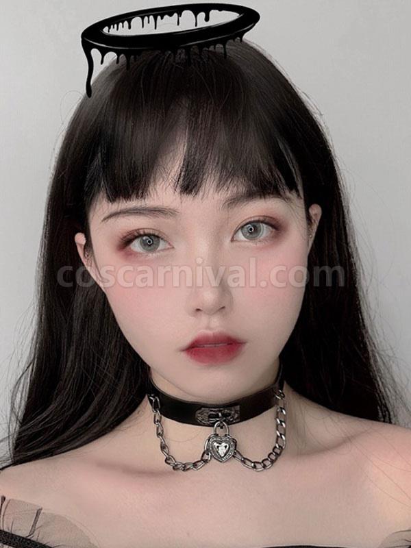 Gothic Lolita Choker Metal Details Hearts Pattern Metal Miscellaneous Black Lolita Choker