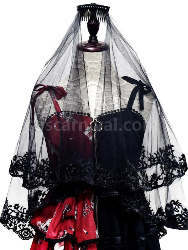 Gothic Lolita Accessories Black Lace Lace Headwear Polyester Fiber Miscellaneous coscarnival