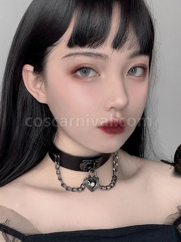 Gothic Lolita Choker Metal Details Hearts Pattern Metal Miscellaneous Black Lolita Choker