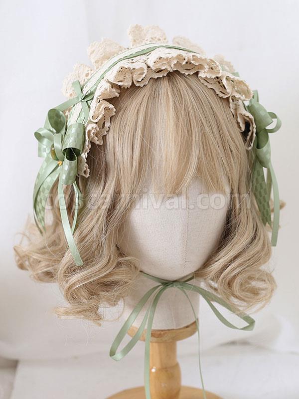Sweet Lolita Accessories Green Ruffles?Bows Polyester Headwear Miscellaneous coscarnival