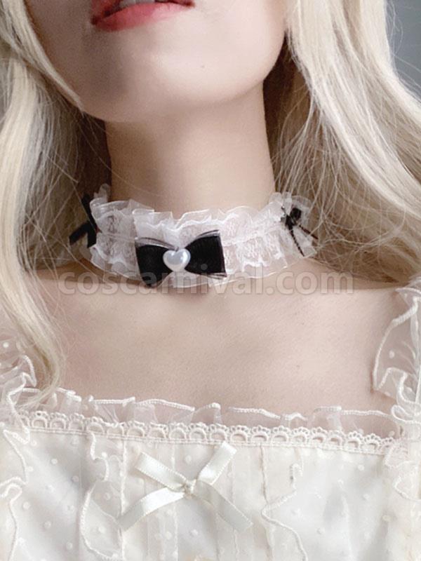 Sweet Lolita Accessories Red Bows Lace Choker Polyester Fiber Miscellaneous