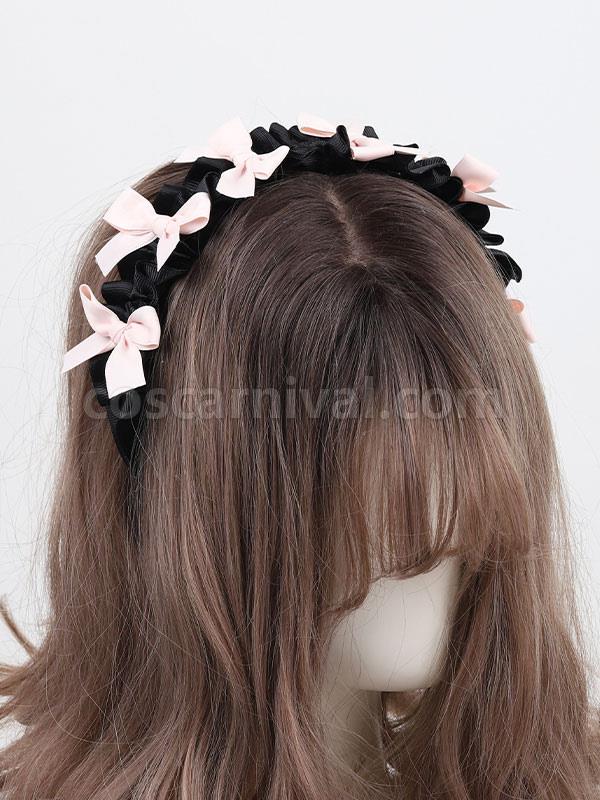 Sweet Lolita Accessories Black Bows Polyester Headwear Miscellaneous coscarnival