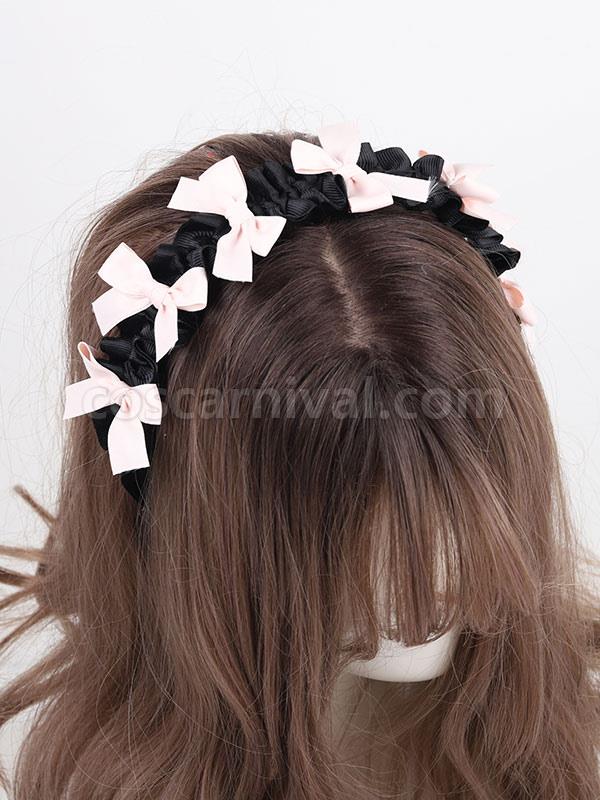 Sweet Lolita Accessories Black Bows Polyester Headwear Miscellaneous coscarnival