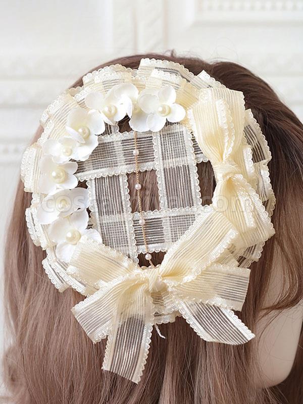 ROCOCO Style Lolita Accessories Ecru White Lace?Flowers Headwear Polyester Miscellaneous coscarnival