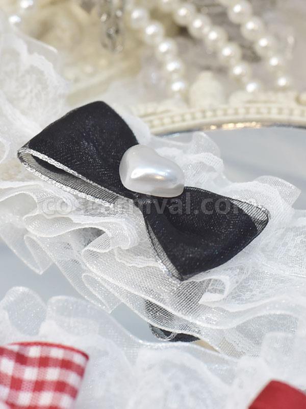 Sweet Lolita Accessories Red Bows Lace Choker Polyester Fiber Miscellaneous