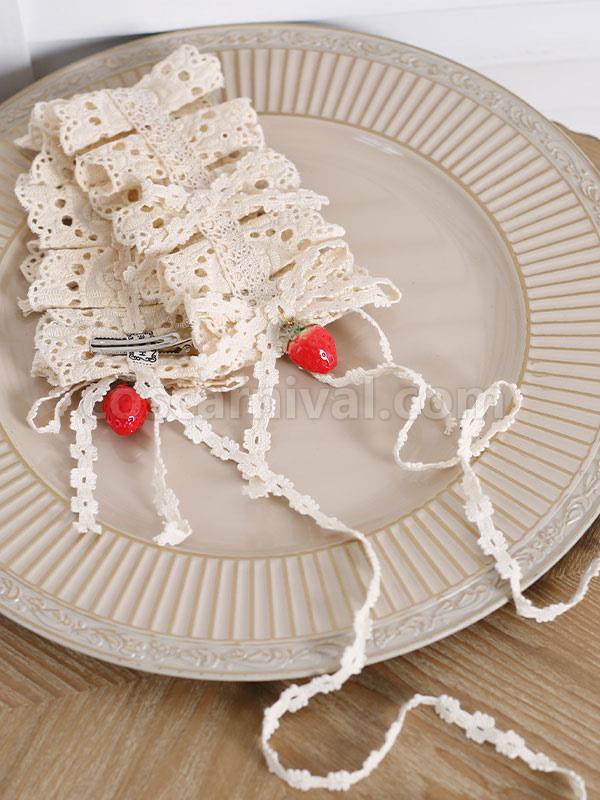Pastoral?Style Lolita Accessories Ecru White Ruffles Polyester Hat Miscellaneous