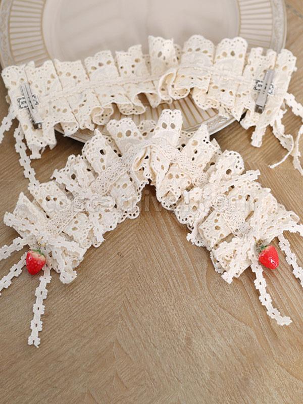 Pastoral?Style Lolita Accessories Ecru White Ruffles Polyester Hat Miscellaneous