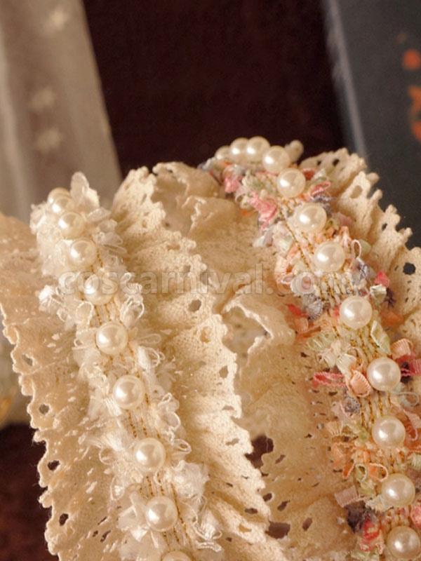 Sweet Lolita Accessories Ecru White Bows?Pearls Polyester Fiber Accessory Miscellaneous
