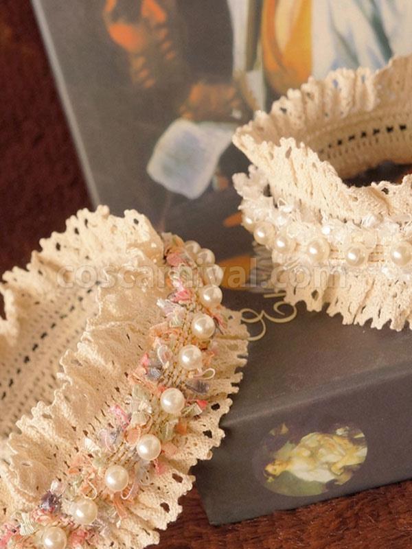 Sweet Lolita Accessories Ecru White Bows?Pearls Polyester Fiber Accessory Miscellaneous