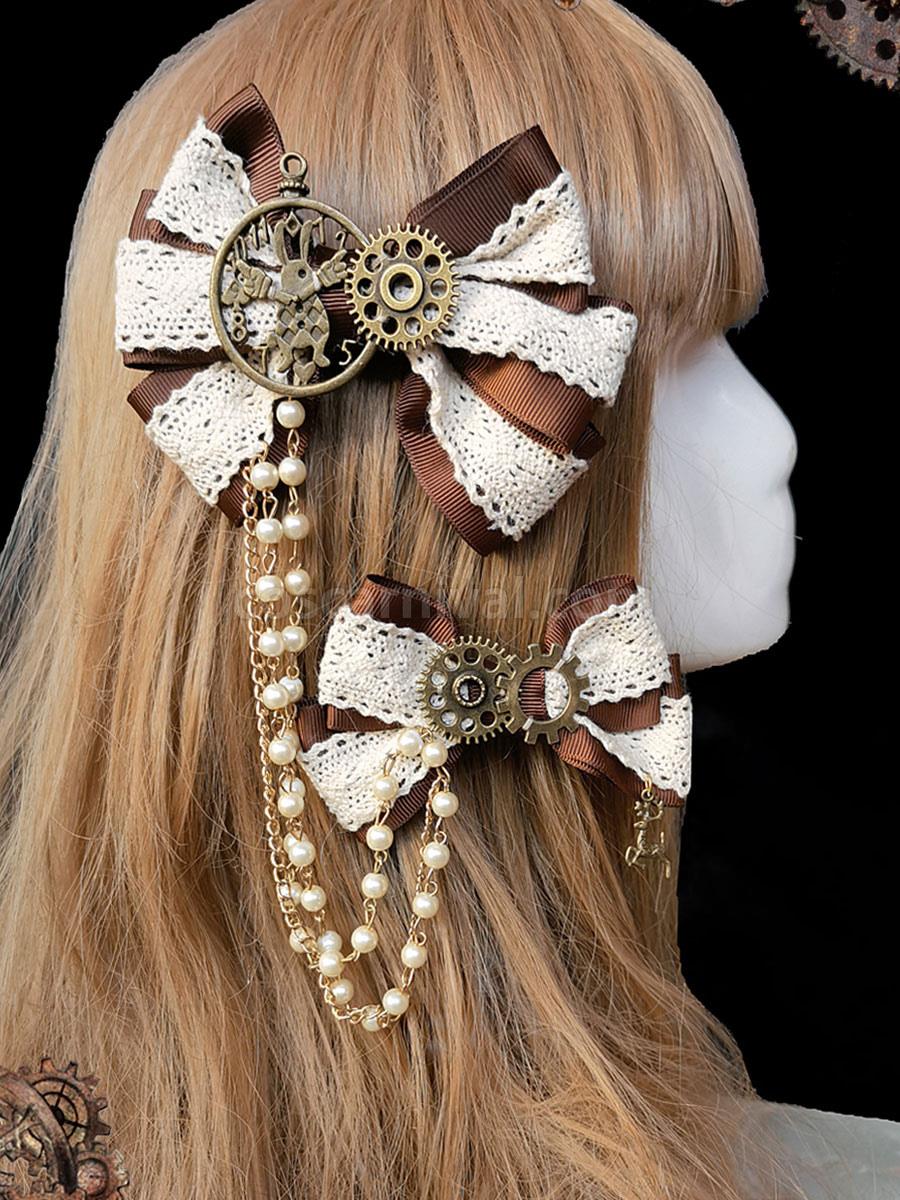 ROCOCO Style Lolita Accessories Infanta Deep Brown Chains Bows Polyester Headwear Miscellaneous