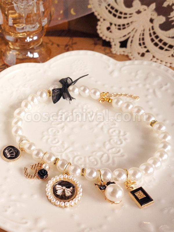 ROCOCO Style Lolita Accessories Pink Bows?Pearls Polyester Fiber Choker Miscellaneous