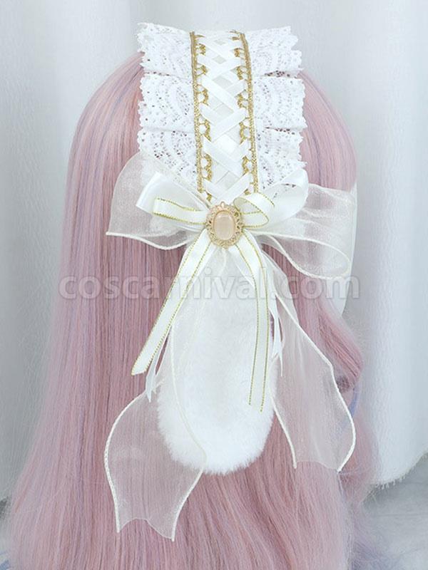 Sweet Lolita Accessories Ecru White Lace?Bows Headwear Polyester Fiber Miscellaneous coscarnival