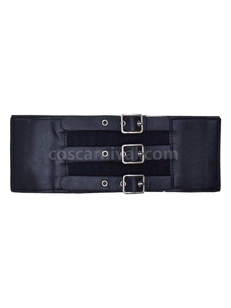 Gothic Lolita Cummerbund Metal Details?Grommets Metallic PU Leather Miscellaneous Black Lolita Accessories
